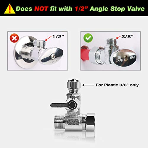 Adaptador de agua de alimentación de latón Frizzlife: adaptador de válvula de cierre angular de compresión de 3/8", 3/8" y 3/8" de diámetro exterior para filtros de agua de ósmosis inversa, cafeteras y máquinas de hielo con línea de agua de 3/8".