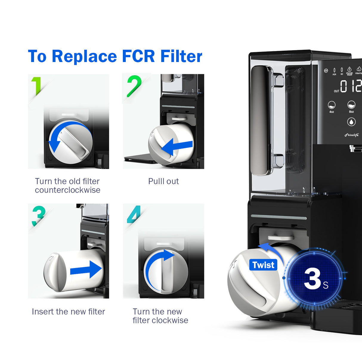 Frizzlife FCR100+ Replacement RO Membrane Filter Cartridge For WB99 Countertop Reverse Osmosis Water Filter System