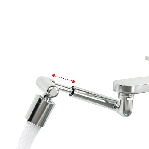 Extensor de grifo giratorio Frizzlife de 1440°, aireador de fregadero, extensión de filtro de agua con rociador de 3 modos, brazo robótico de 1080° + accesorio de grifo universal giratorio de 360° para baño, cocina, lavado de cabello, rostro y niños.