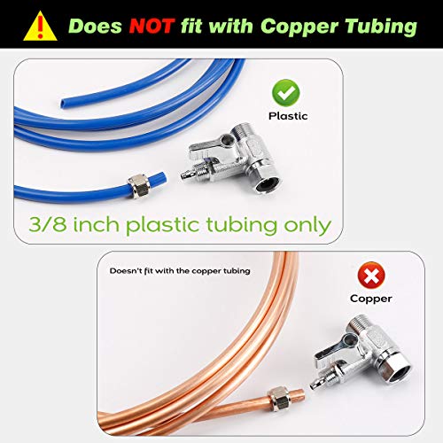 Adaptador de agua de alimentación de latón Frizzlife: adaptador de válvula de cierre angular de compresión de 3/8", 3/8" y 3/8" de diámetro exterior para filtros de agua de ósmosis inversa, cafeteras y máquinas de hielo con línea de agua de 3/8".