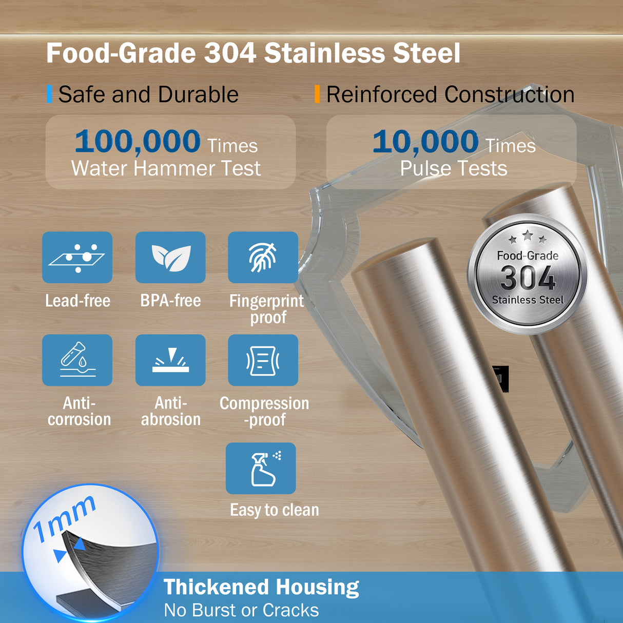 Sistema de filtro de agua bajo fregadero Frizzlife UDS99, filtración de agua de conexión directa de 8 etapas, 0.5 micrones de reducción, 99.99% de plomo, cloro, metales pesados y mal sabor. Elementos con certificación NSF. Acero inoxidable.