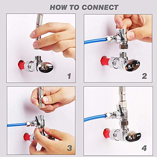 Adaptador de agua de alimentación de latón Frizzlife: adaptador de válvula de cierre angular de compresión de 3/8", 3/8" y 3/8" de diámetro exterior para filtros de agua de ósmosis inversa, cafeteras y máquinas de hielo con línea de agua de 3/8".