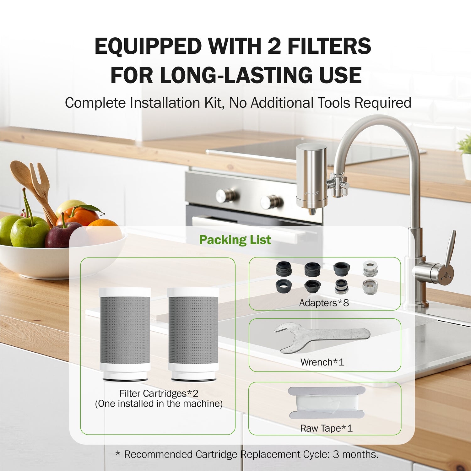 Frizzlife FS99 schiffsladung wasserfilter für waschbecken wasser lizenz verringern 99,9 blei, heavy metal für vorauf, 360 ° drehen und 304 edelstahl wasser JingShuiQi für küche/bad mit zwei filter der