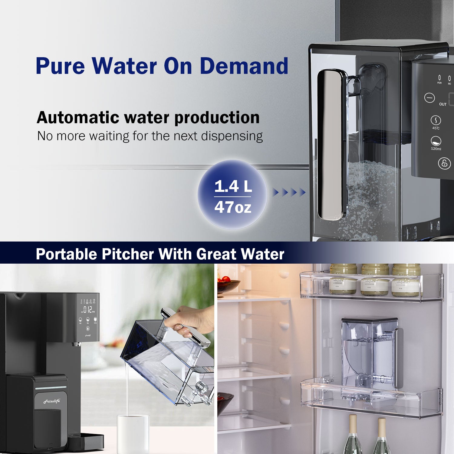 Das plattentranssystem frizzle life 99, ein alkalisches wasserconfiltration-system mit tragbaren wassergeräten, und dass NSF/ANSI 58 sicherheitselemente, TDS und filter