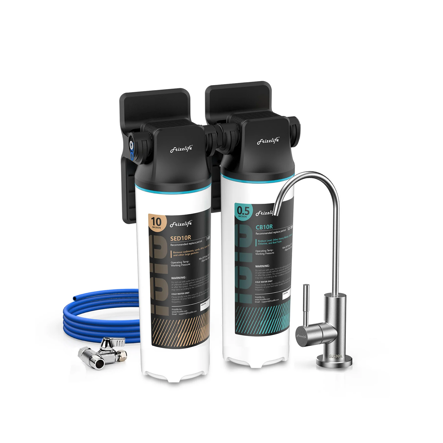 Frizzlife Under-Sink Water Filter System with Faucet, DW10F/DW15F