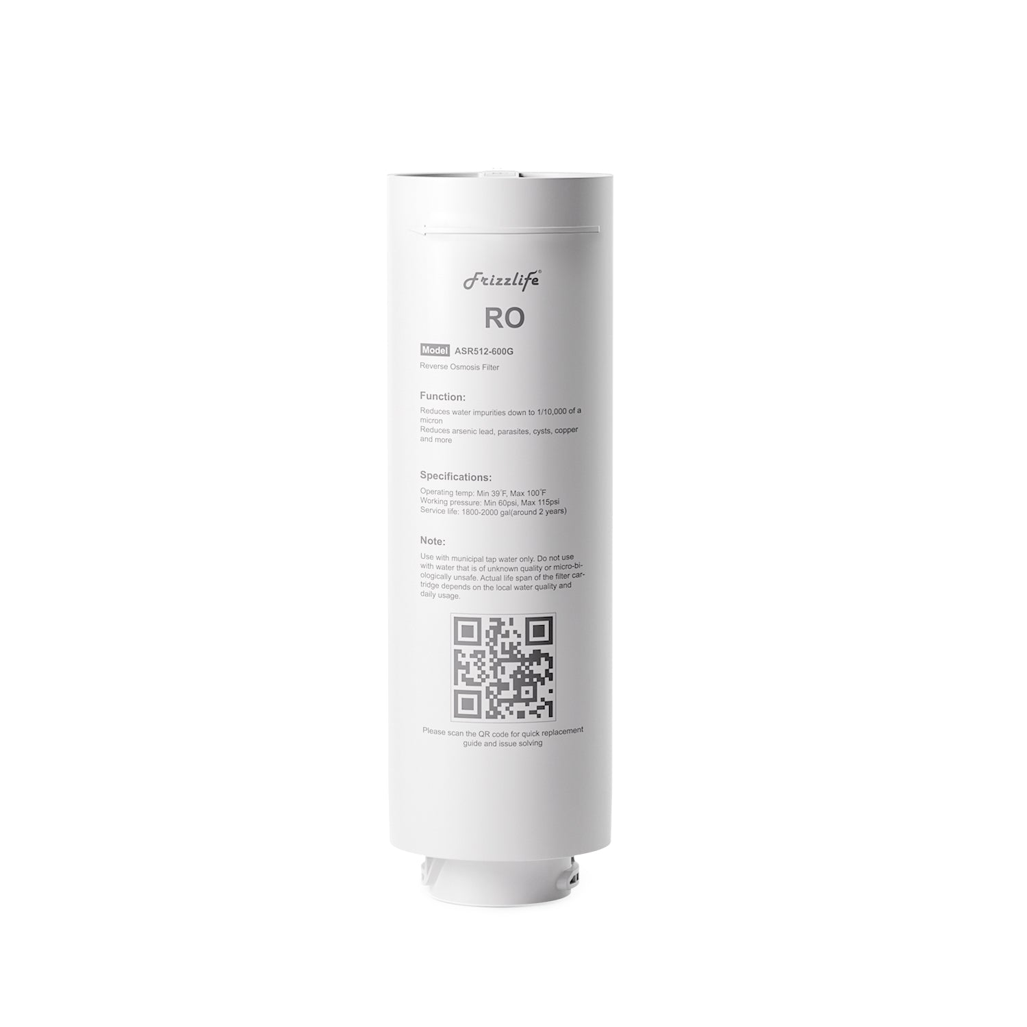 Frizzlife ASR512-600G Ersatz-RO-Filterpatrone für MR600 Umkehrosmose-System (2. Stufe)
