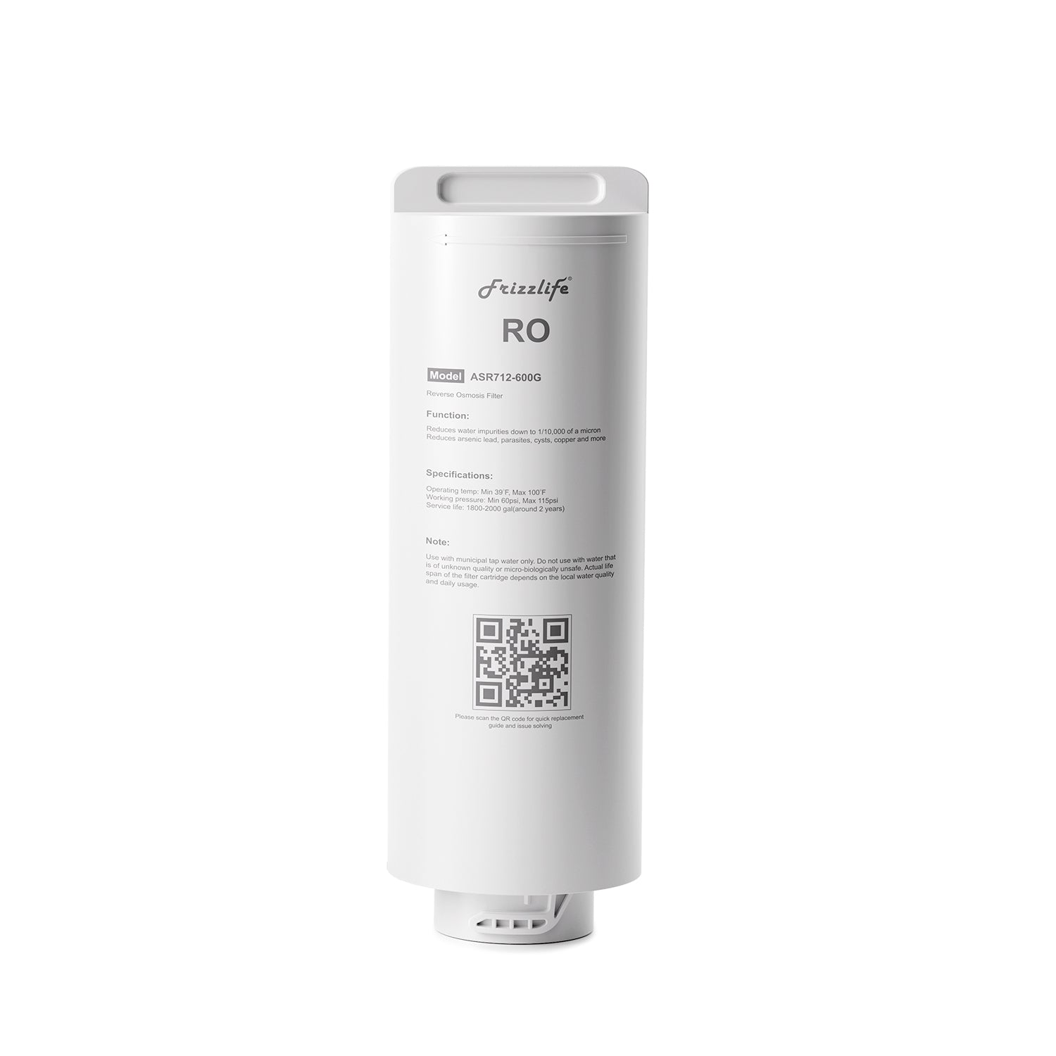 Frizzlife ASR712-600G Replacement RO Filter Cartridge For PX600 Reverse Osmosis System(2nd Stage)