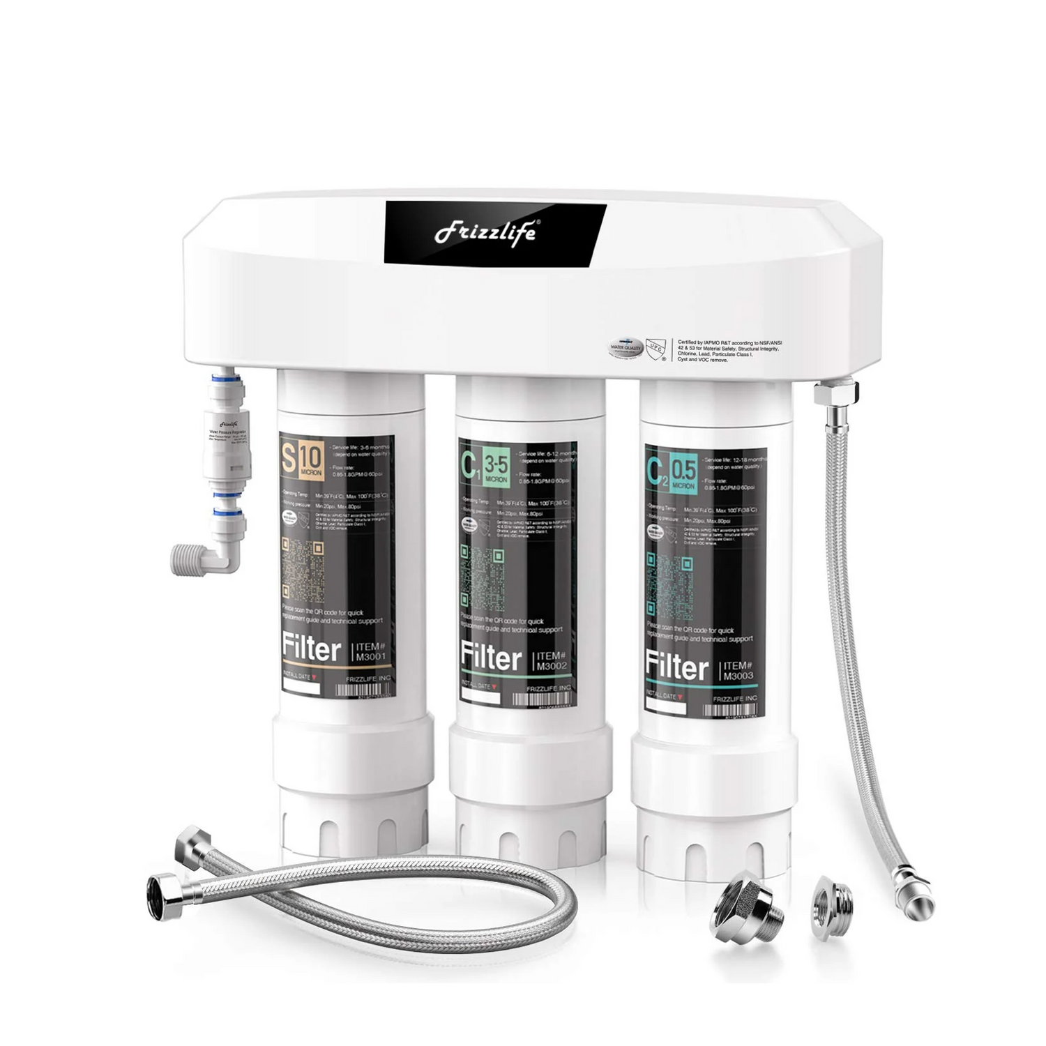 Frizzlife 3-Stage Direct-Connect Under-Sink Water Filter System, SK99-NEW