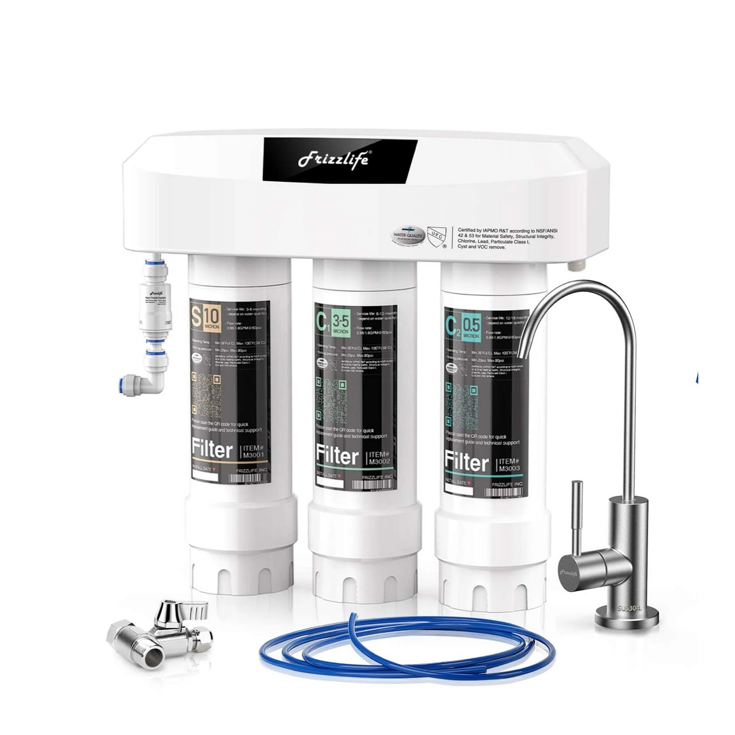 Frizzlife Système de filtration d'eau sous évier avec robinet en nickel brossé SP99-NEW