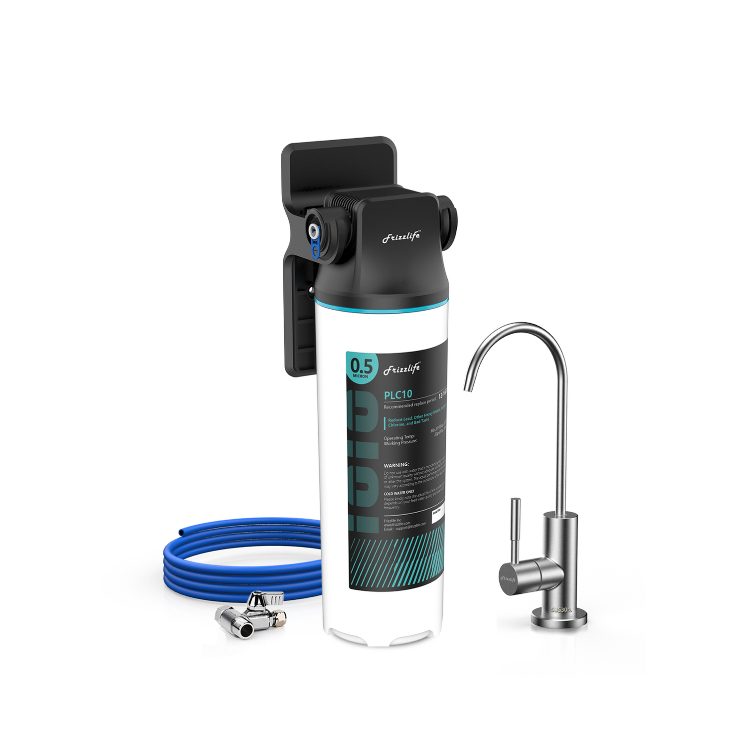Système de filtration d'eau sous évier Frizzlife SW10F/SW15F/SW20F à connexion directe, réduit de 99,99 % le plomb, le chlore, le mauvais goût et les odeurs