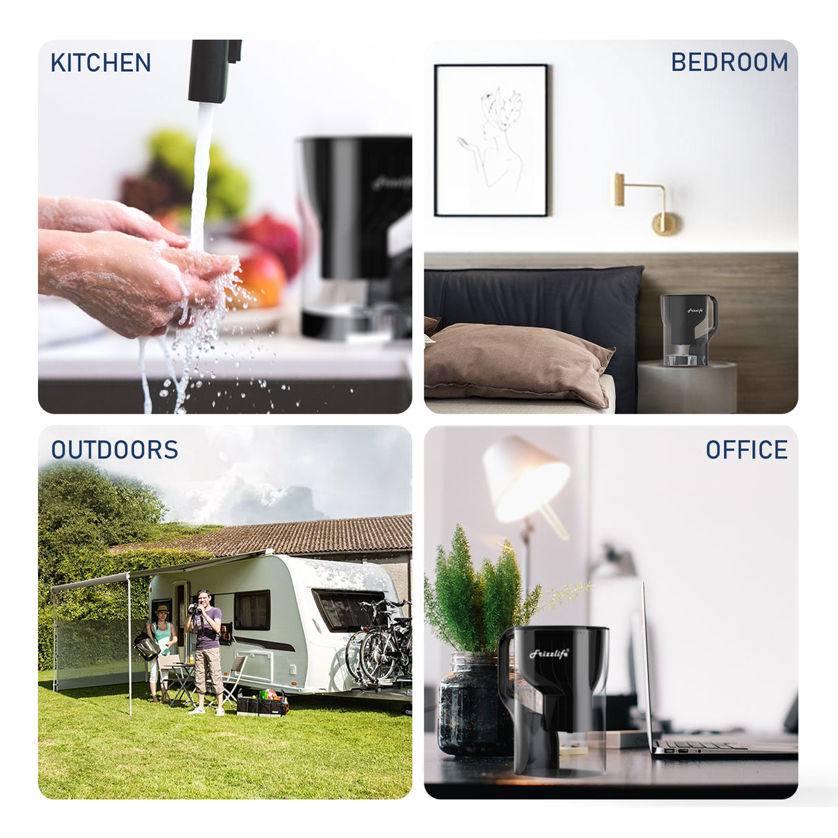 Frizzlife FP40 Pichet de filtre à eau, grand système de purificateur de 10 tasses avec rappel de durée de vie du filtre