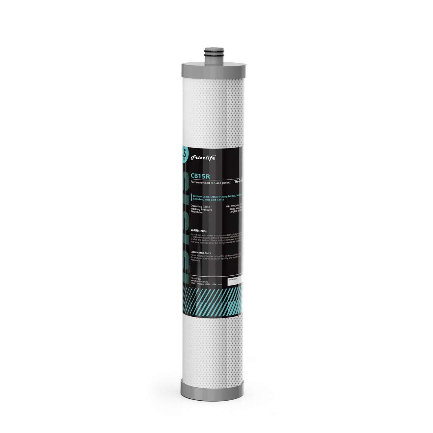 Frizzlife CB15R Replacement Filter Cartridge for DW15, TW15, DW15F, TW15F Under Sink Water Filters