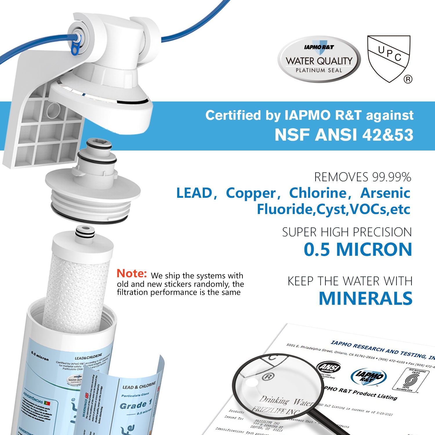 Frizzlife MP99 Filtro de agua debajo del fregadero con grifo para beber