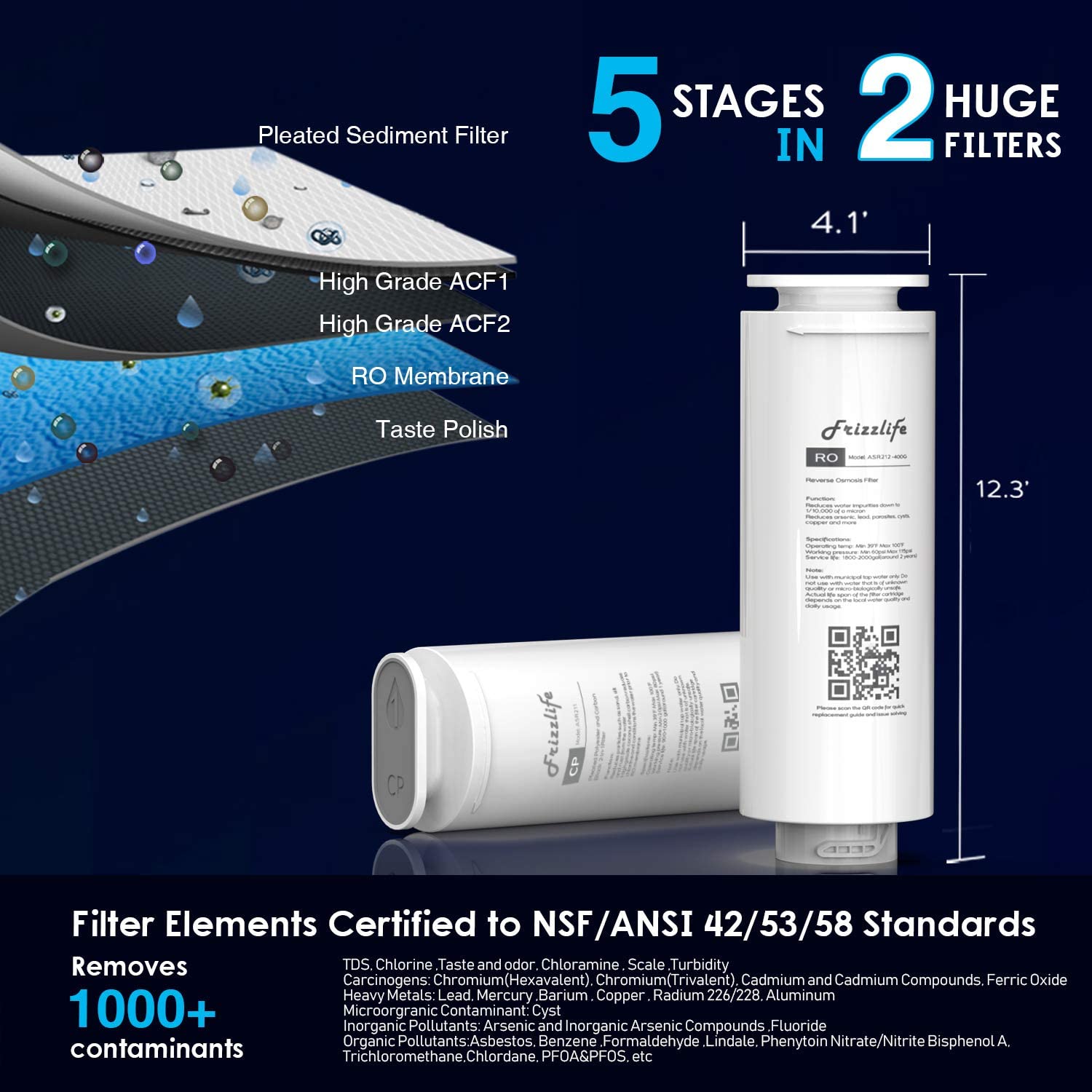 Frizzlife 400 GPD Tankless Reverse Osmosis Water System, PD400