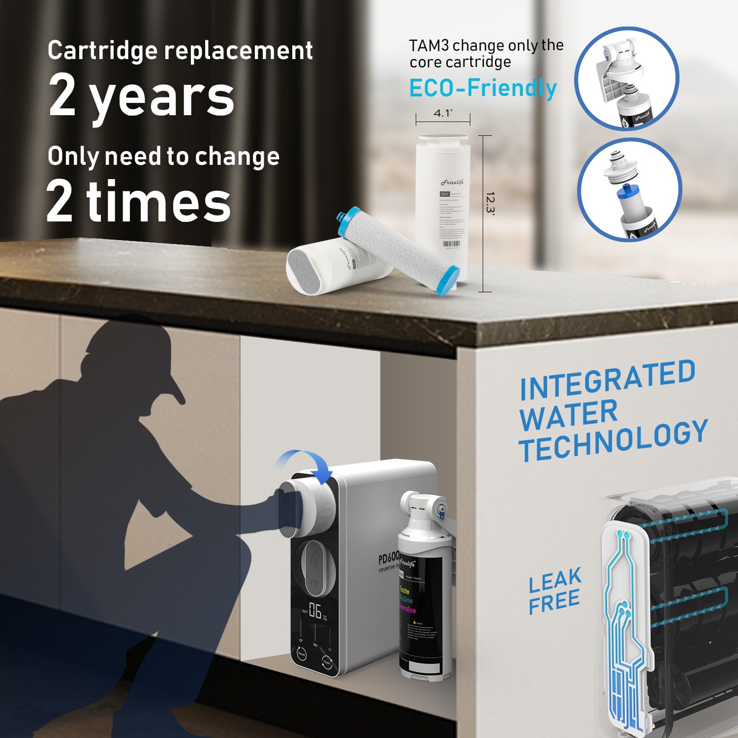 Frizzlife 600 GPD Tankless Reverse Osmosis System – Alkaline, PD600-TAM3