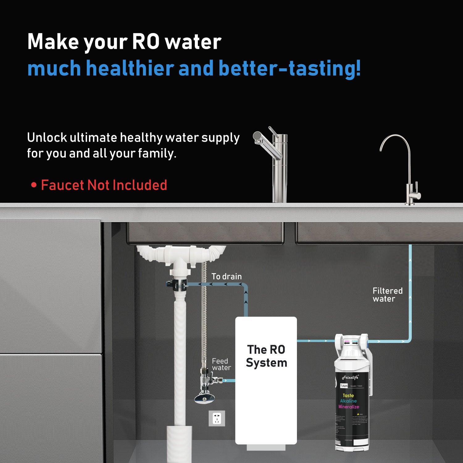 Frizzlife Reverse Osmosis Alkaline Remineralization Post Filter, TAM3