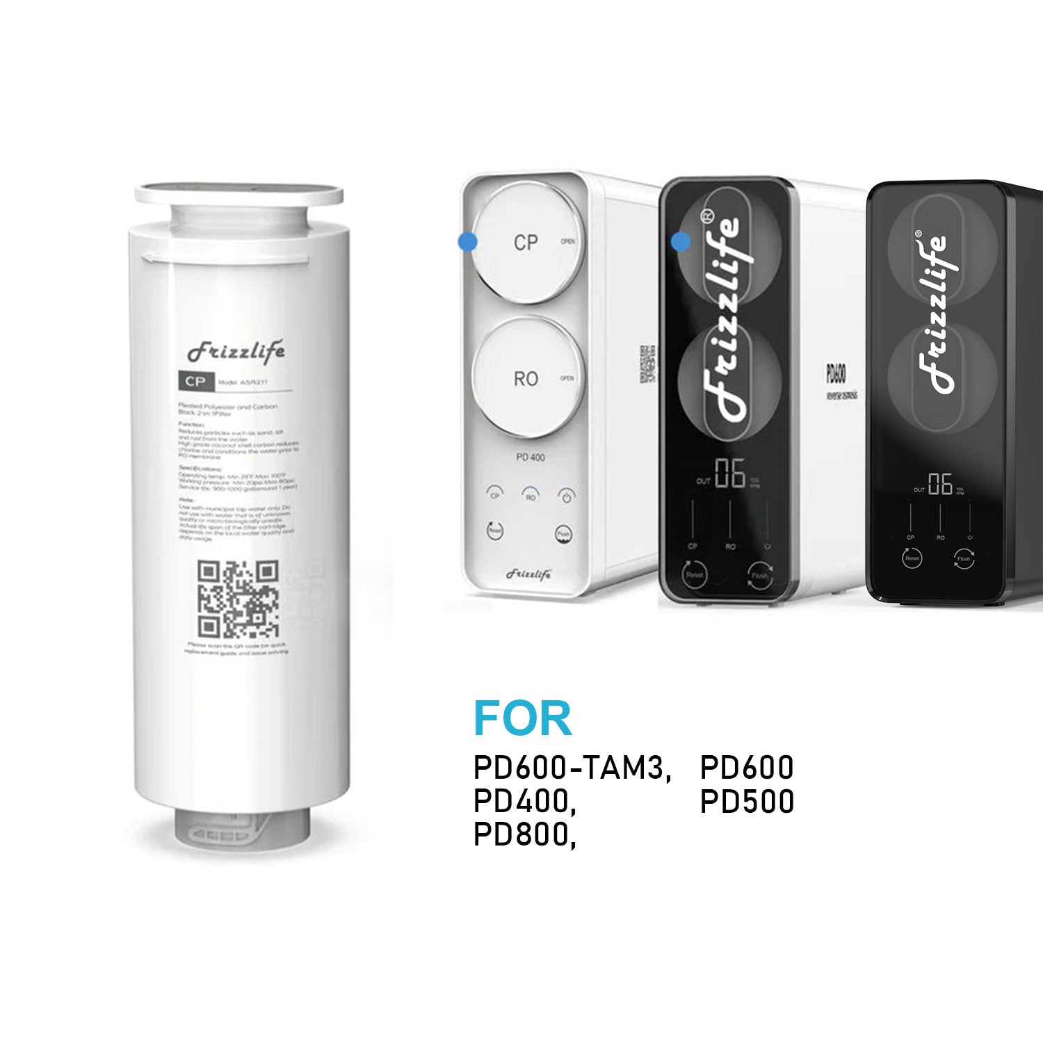 Frizzlife ASR211 Cartouche filtrante de rechange pour système d'osmose inverse PD600-TAM3, PD400, PD500, PD800-TAM4 (1ère étape)