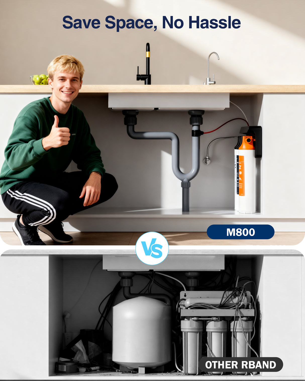 Frizzlife M800 Non-Electric Tankless RO System, 900 GPD Alkaline Remineralization