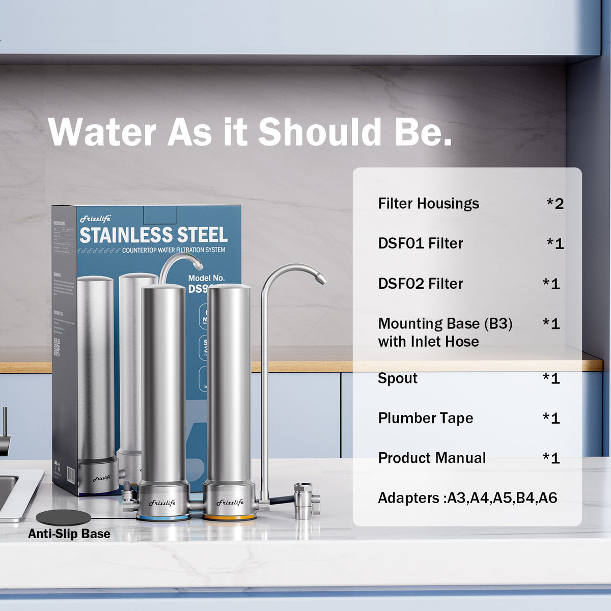 Ds99 Cover Frizzlife DS99 Countertop Water Filter System, Stainless Steel