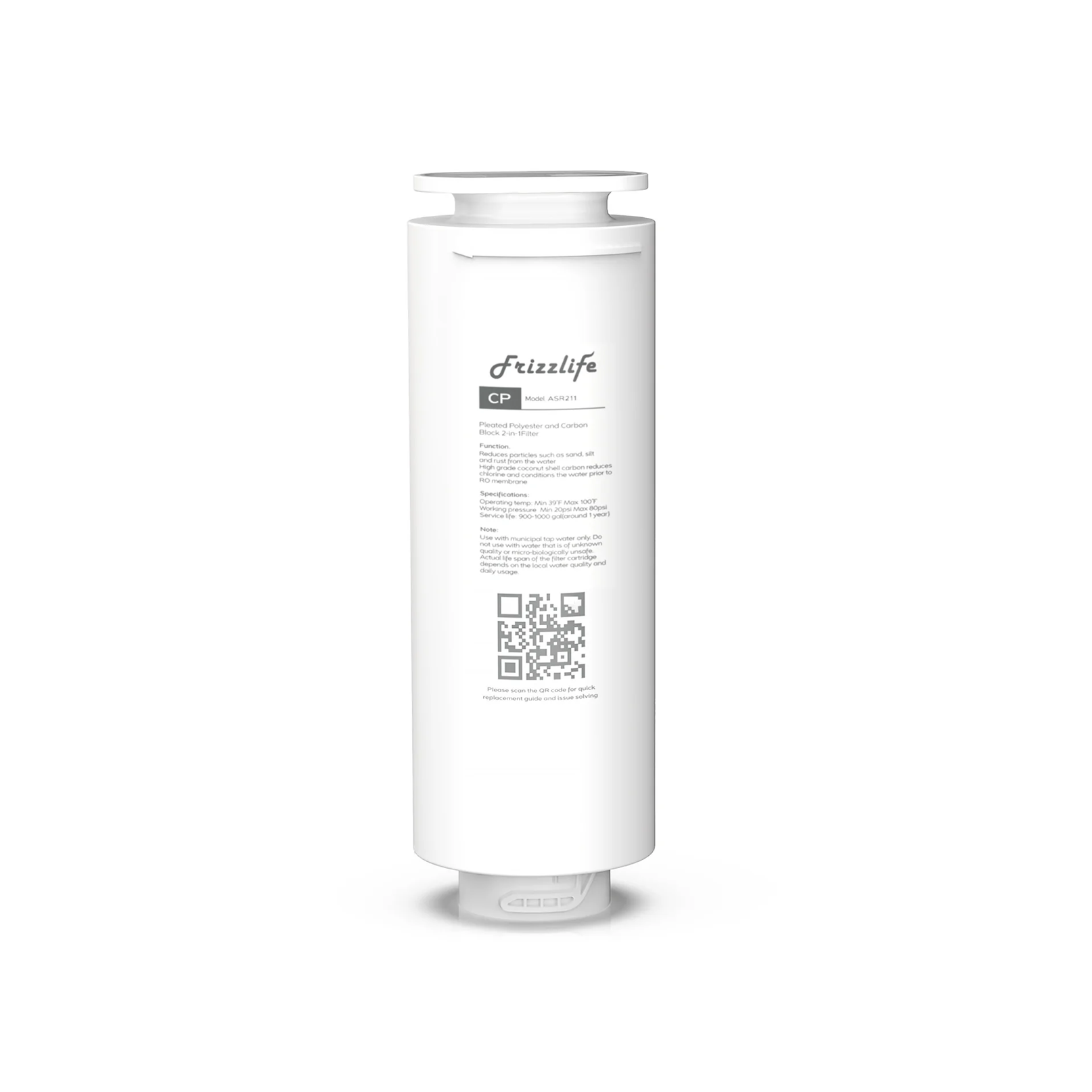 Frizzlife ASR211 Ersatzfilterkartusche für PD600-TAM3, PD400, PD500, PD800-TAM4 Umkehrosmosesystem (1. Stufe)