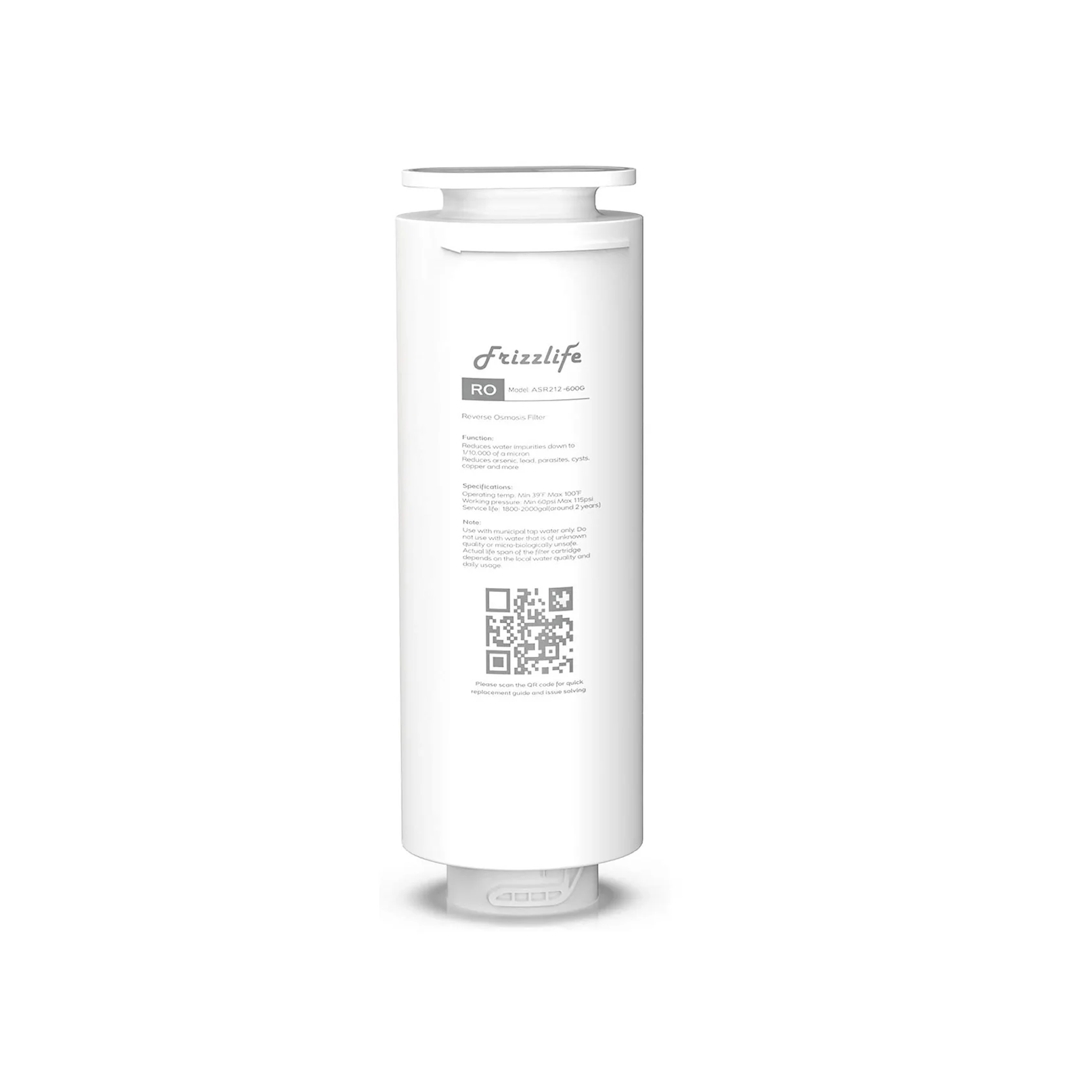 FRIZZLIFE ASR212-600G RO Ersatzfilterkartusche für PD600 RO Untertischfiltersystem (2. Stufe)