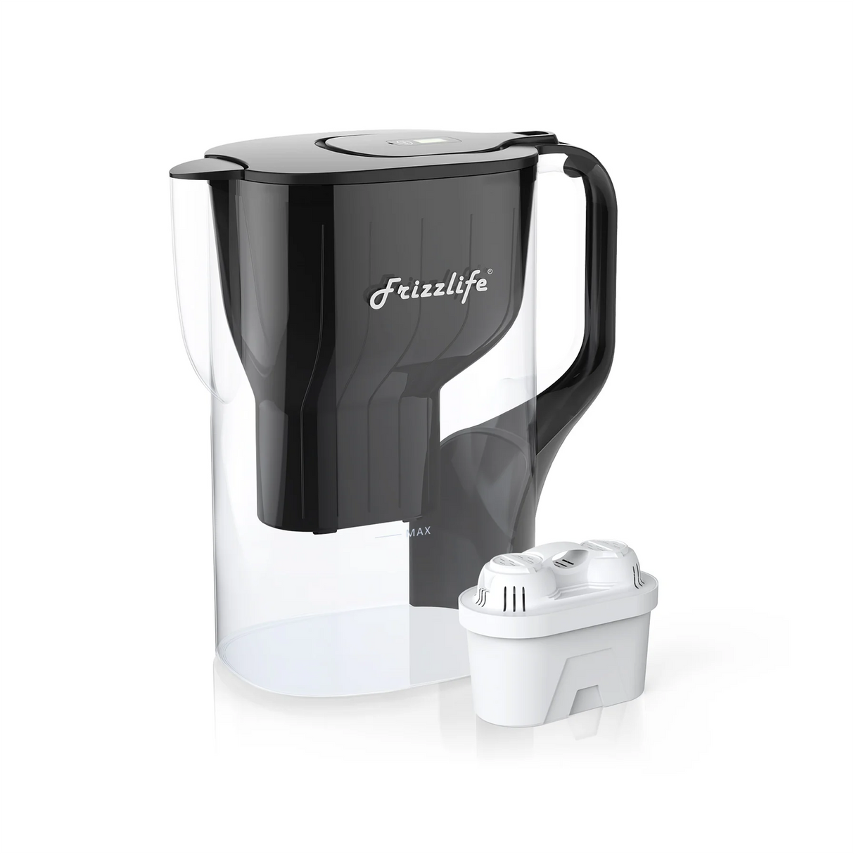 Frizzlife FP40 Pichet de filtre à eau, grand système de purificateur de 10 tasses avec rappel de durée de vie du filtre