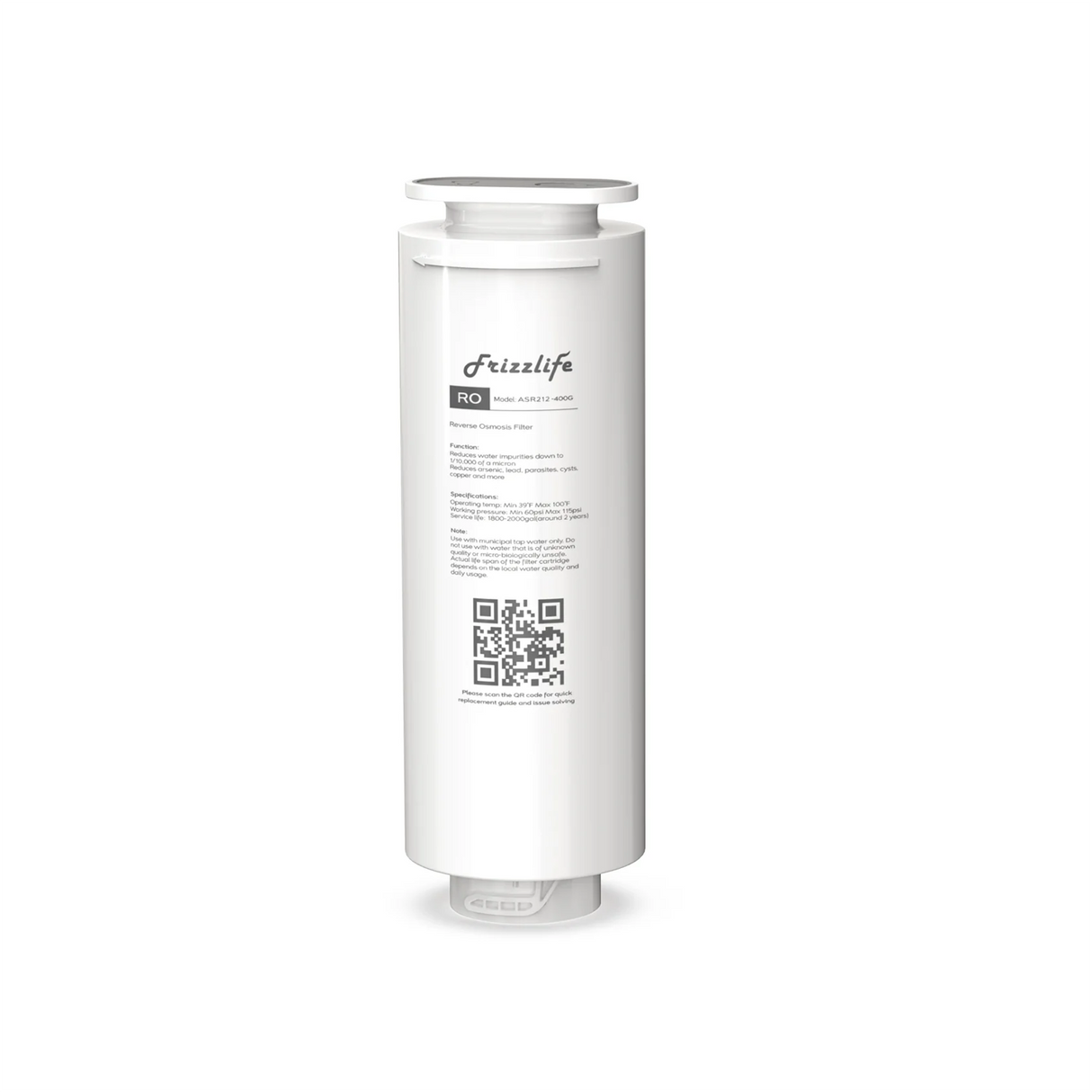 FRIZZLIFE ASR212-400G Ersatzfilterkartusche für PD400 RO Untertisch-Filtersystem (2. Stufe)