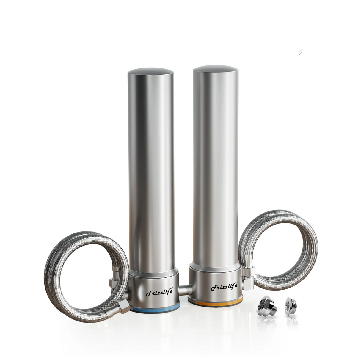 Sistema de filtro de agua bajo fregadero Frizzlife UDS99, filtración de agua de conexión directa de 8 etapas, 0.5 micrones de reducción, 99.99% de plomo, cloro, metales pesados ​​y mal sabor. Elementos con certificación NSF. Acero inoxidable. 